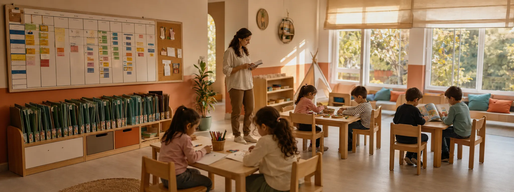 Sınıfta kazanım çalışması yapan çocuklar