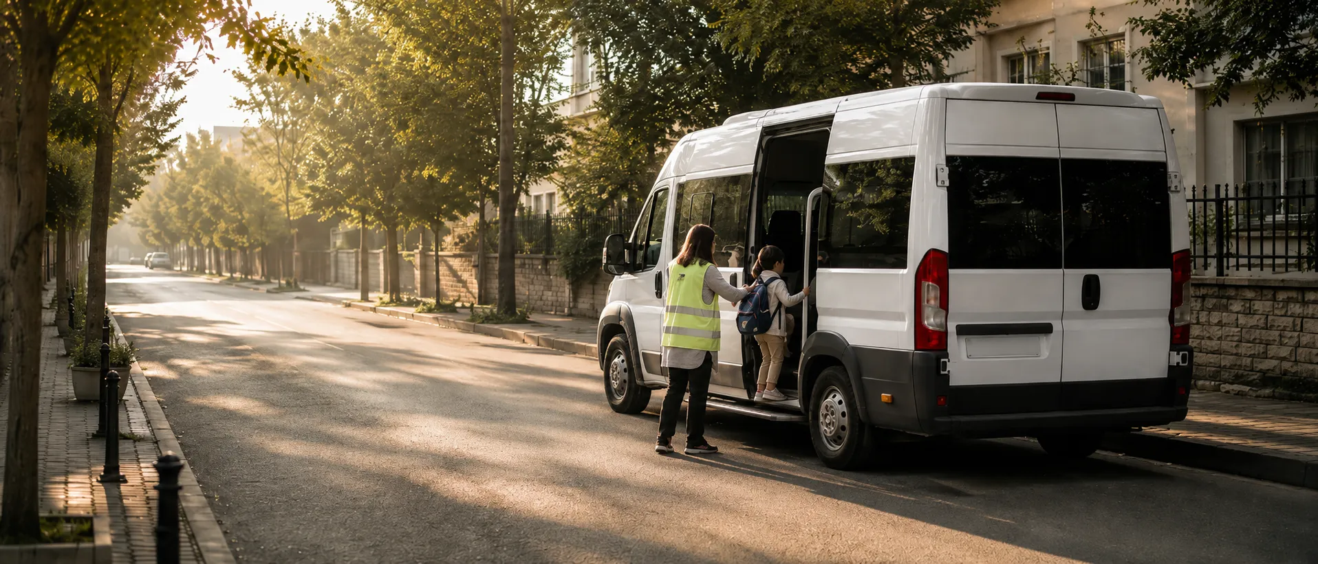 Servis aracına binen çocuklar